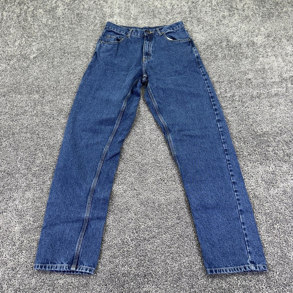 Berne Jeans Mens 32x34 Blue Regular Straight Leg Denim Medium Wash Workwear Logo